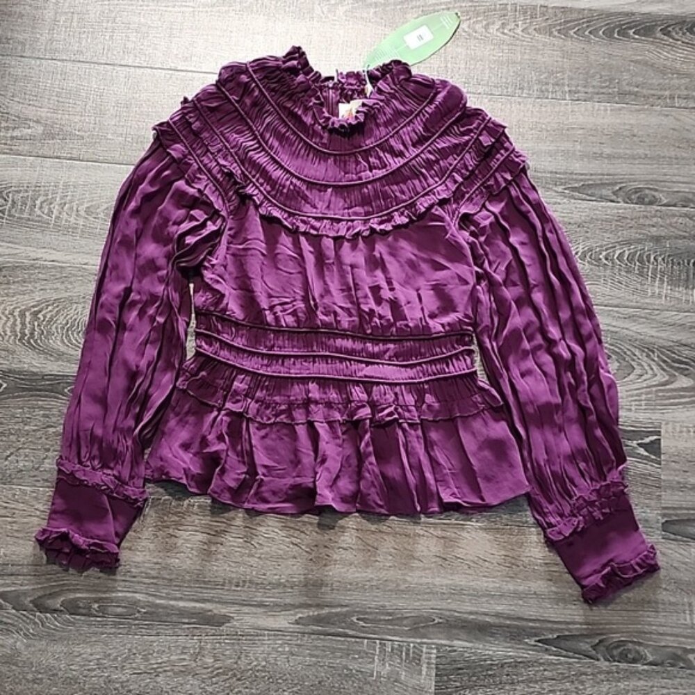 Farm Rio burgundy Ruffled Blouse - Picture 2 of 4
